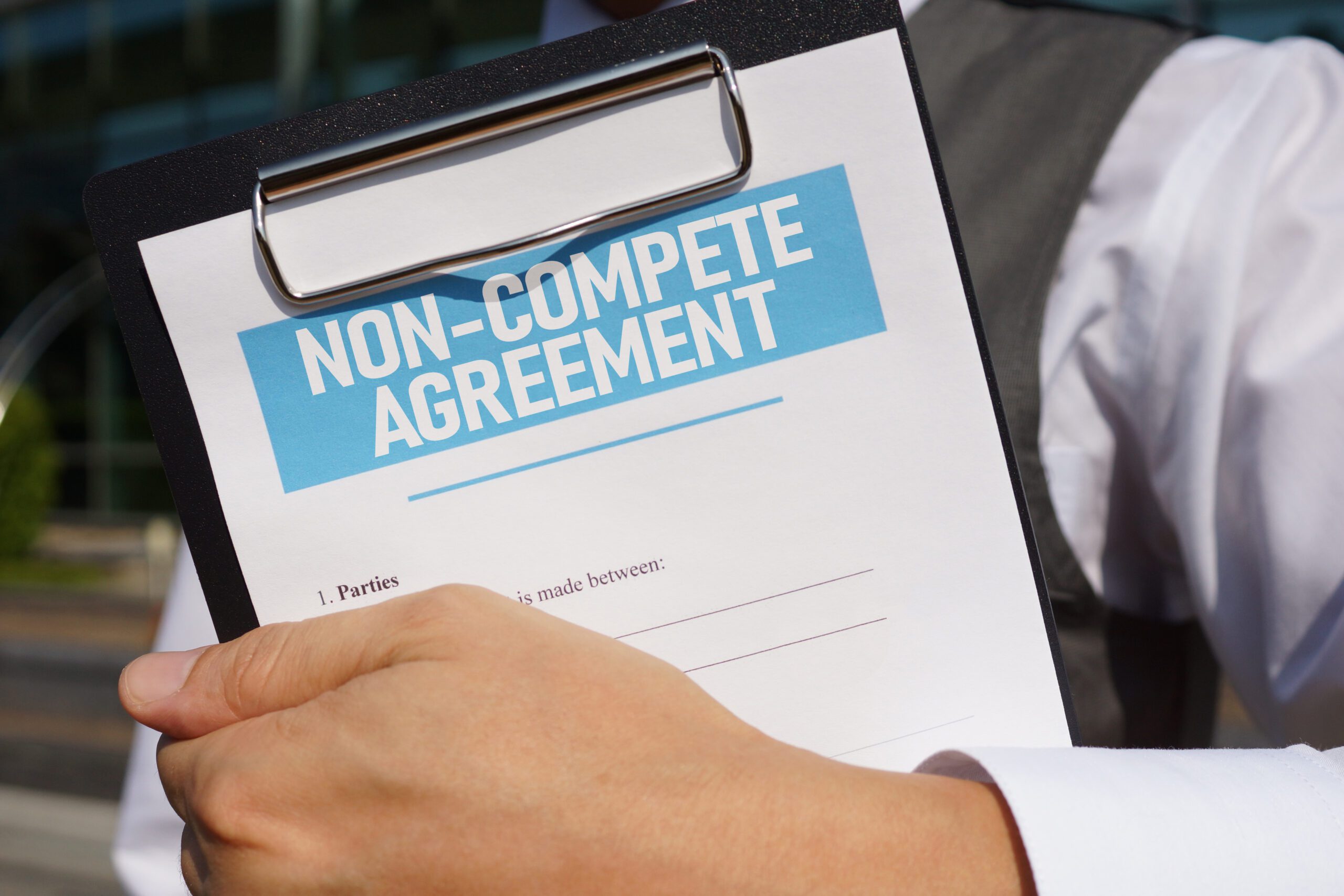 Non-compete agreement is shown using a text